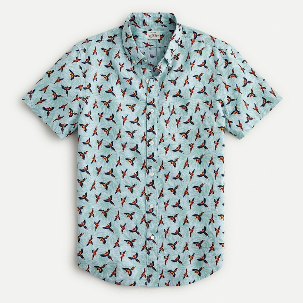 J. Crew Men’s Linen Bird Garden Short-Sleeve Shirt